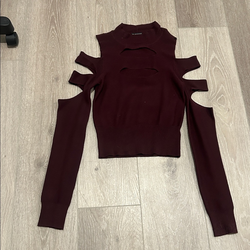 Express Dark Red Cut-Out Blouse